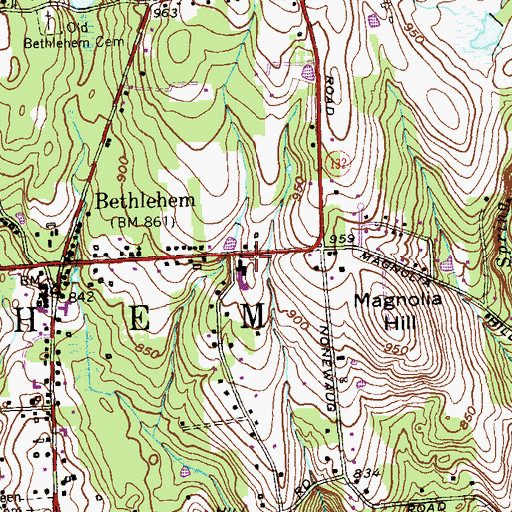 Topographic Map of Bethlehem School, CT