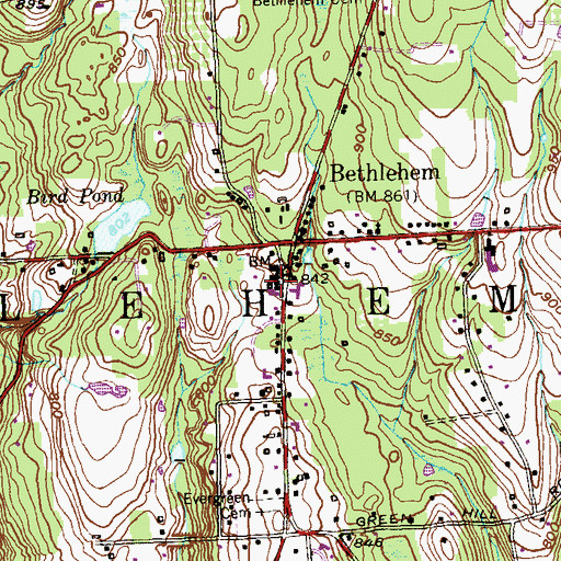 Topographic Map of Bethlehem Town Hall, CT