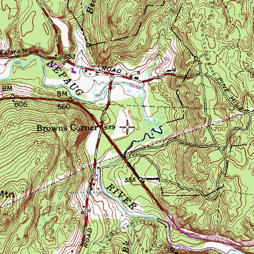 Topographic Map of Browns Corner Recreation Area, CT