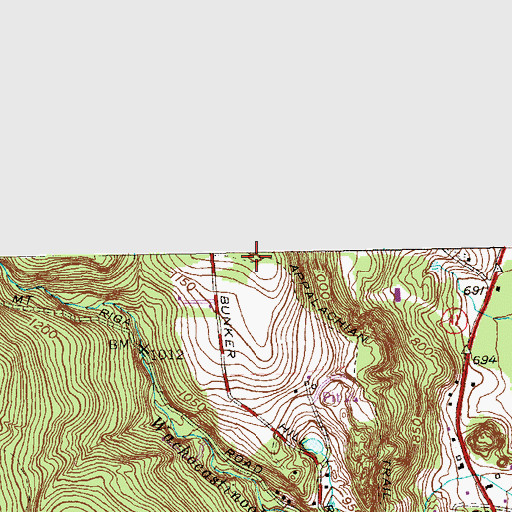 Topographic Map of Bunker Hill, CT