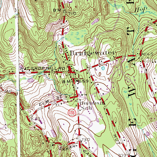 Topographic Map of Burnham Library, CT