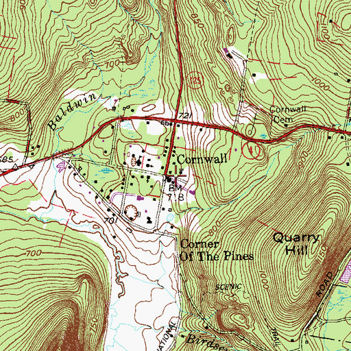 Topographic Map of Calhaoun Memorial Library, CT
