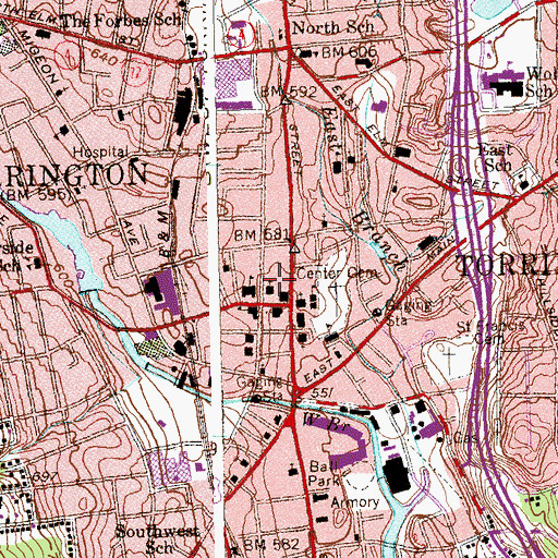 Topographic Map of Calvary Baptist Church, CT