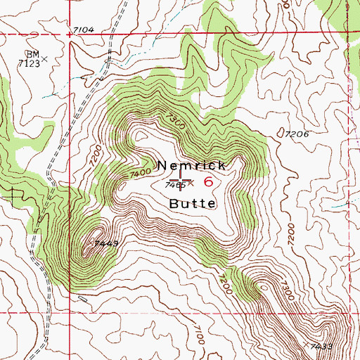 Topographic Map of Nemrick Butte, CO