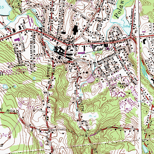 Topographic Map of Saint Johns Cemetery, CT