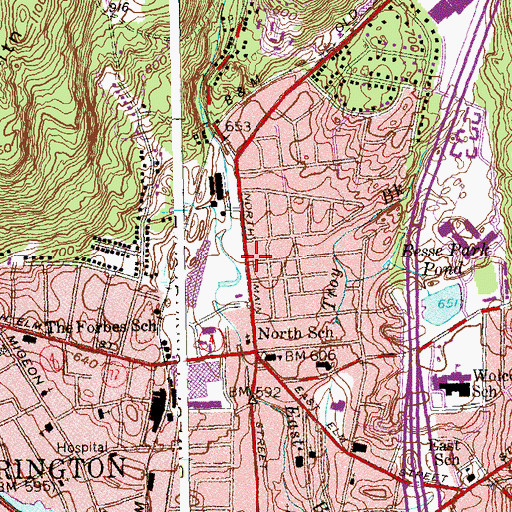 Topographic Map of Coe Memorial Park, CT