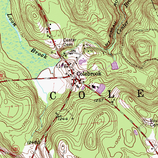 Topographic Map of Colebrook Congregational Church, CT