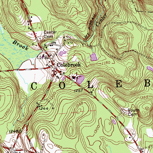 Topographic Map of Colebrook Consolidated School, CT