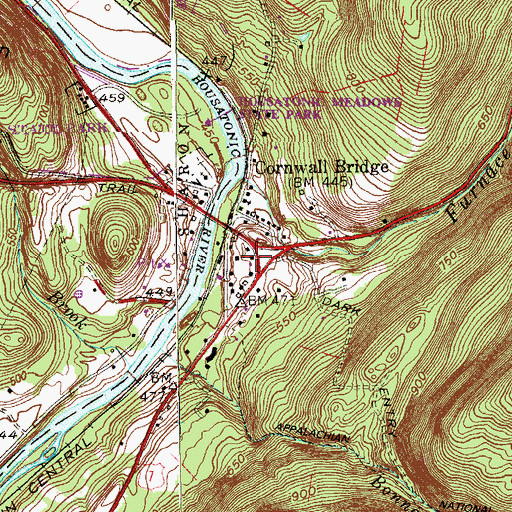 Topographic Map of Cornwall Bridge Post Office, CT