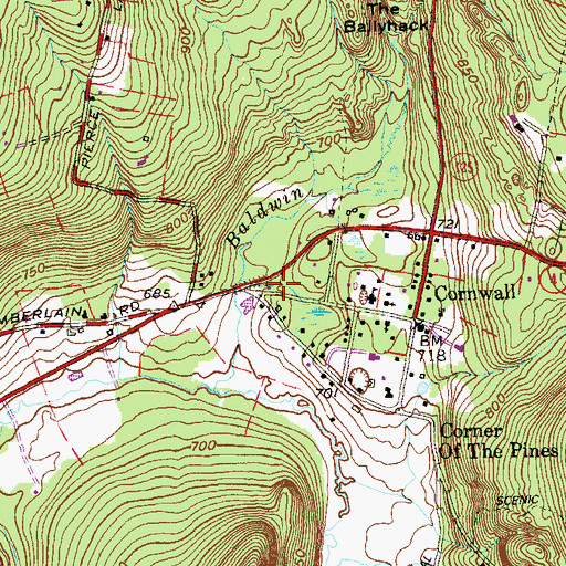 Topographic Map of Cornwall Post Office, CT