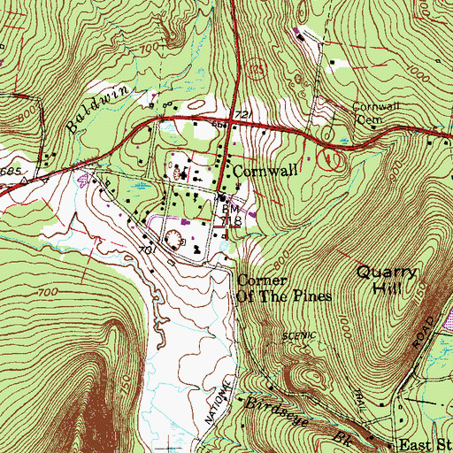 Topographic Map of Cornwall Town Hall, CT