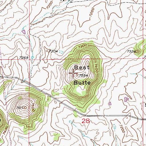 Topographic Map of Best Butte, CO