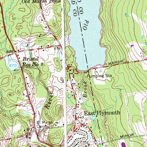 Topographic Map of East Church Cemetery, CT