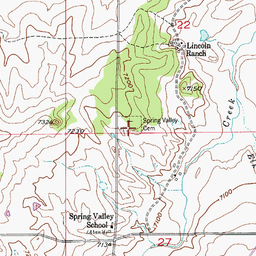 Topographic Map of Spring Valley Cemetery, CO