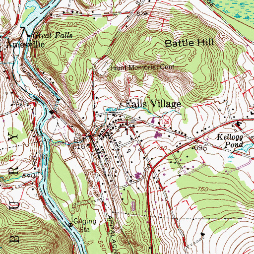 Topographic Map of Falls Village Congregational Church, CT