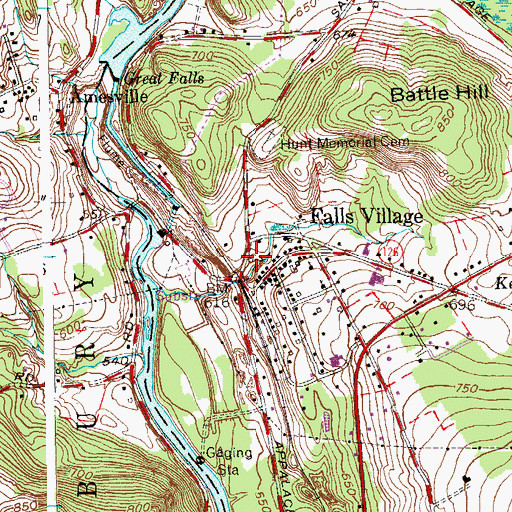 Topographic Map of Falls Village Historic District, CT