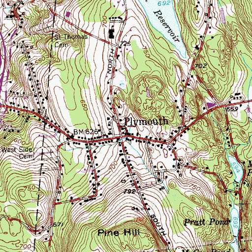 Topographic Map of First Baptist Church, CT