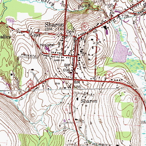 Topographic Map of First Congregational Church, CT
