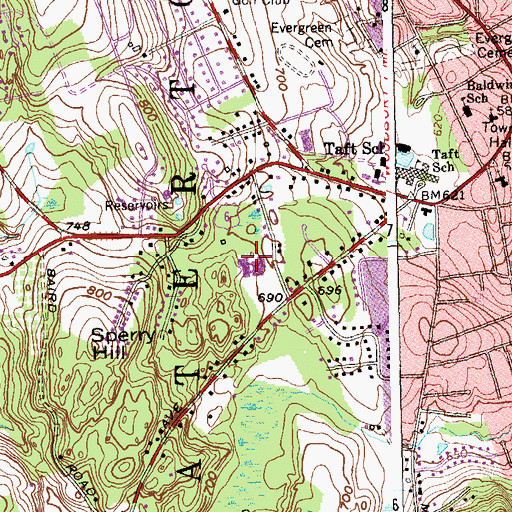 Topographic Map of Fletcher W Judson School, CT