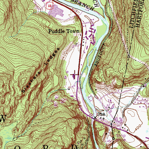 Topographic Map of Foothills Shopping Plaza Shopping Center, CT