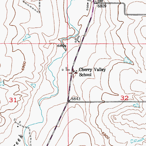 Topographic Map of Cherry Valley Elementary School, CO