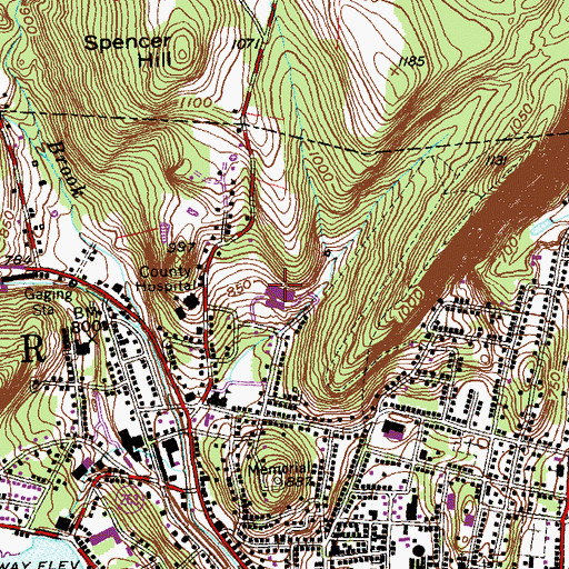 Topographic Map of Gilbert High School, CT