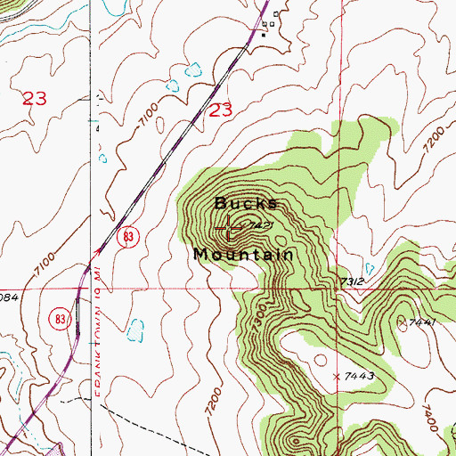 Topographic Map of Bucks Mountain, CO
