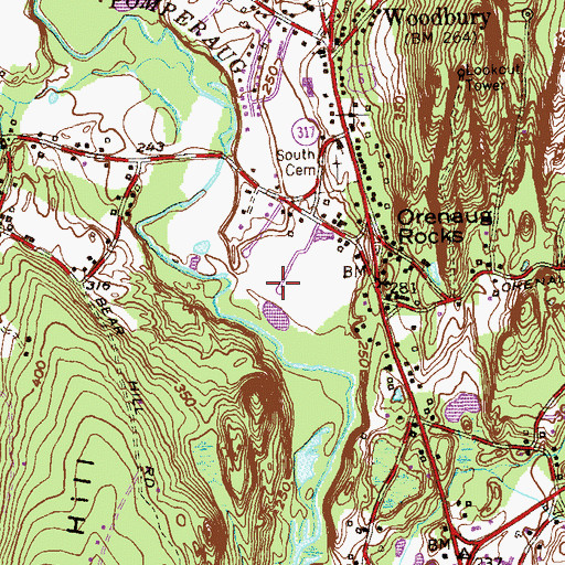 Topographic Map of Glebe House, CT