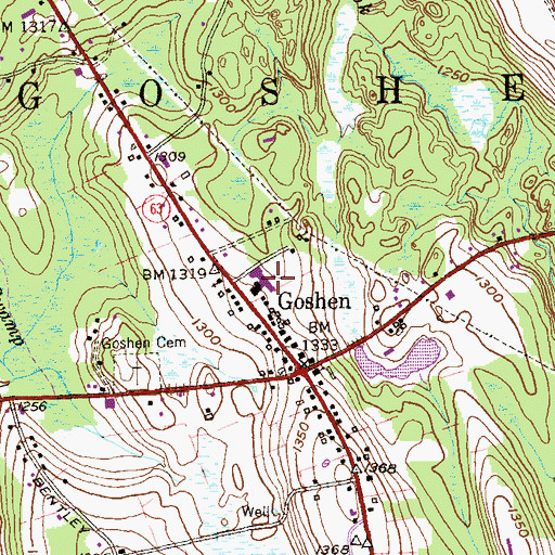 Topographic Map of Goshen Center School, CT