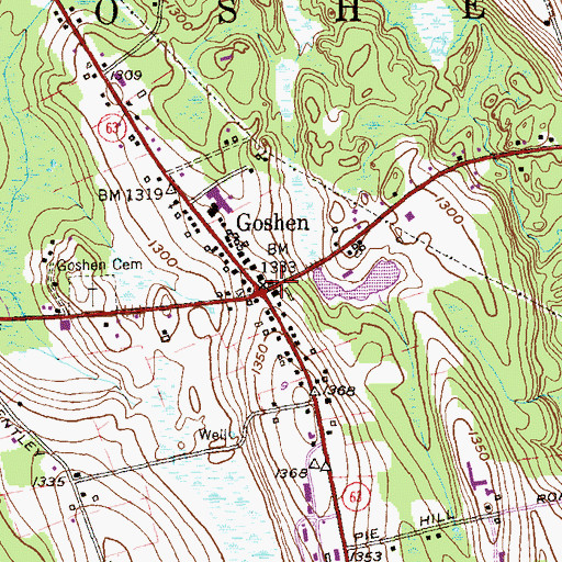 Topographic Map of Goshen Historic District, CT