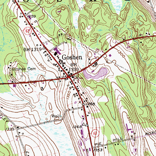 Topographic Map of Goshen Historical Society Building, CT