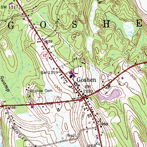 Topographic Map of Goshen Library, CT