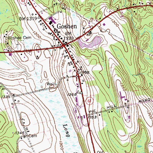Topographic Map of Goshen Post Office, CT