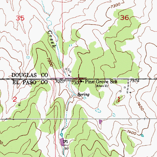 Topographic Map of Pine Grove School (historical), CO
