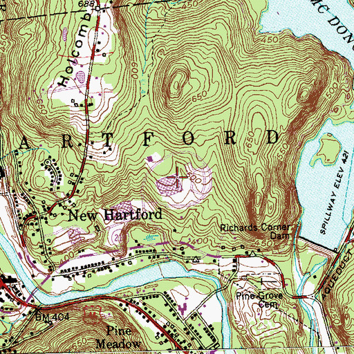 Topographic Map of Greenwood Industrial Park, CT