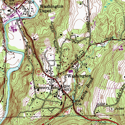 Topographic Map of Gunn Memorial Library, CT