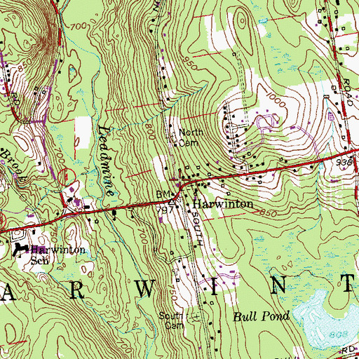 Topographic Map of Harwinton Congregational Church, CT