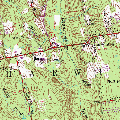 Topographic Map of Harwinton Conservation and Recreation Area, CT
