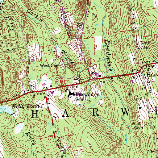 Topographic Map of Harwinton Post Office, CT