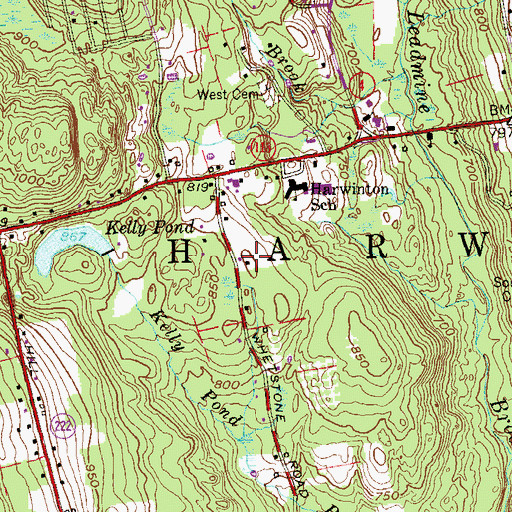 Topographic Map of Harwinton Town Hall, CT