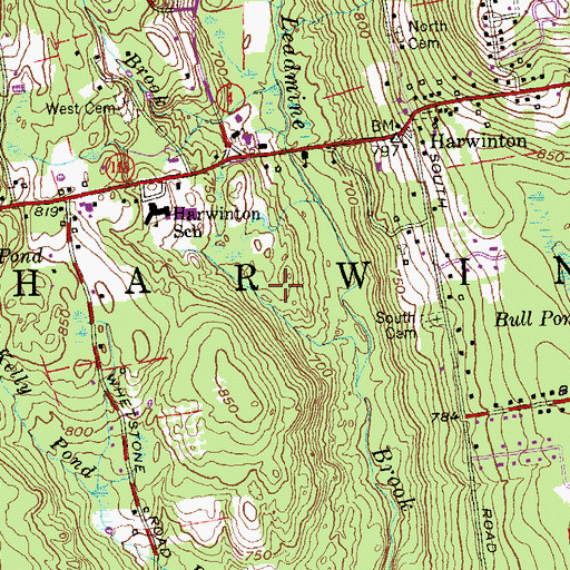 Topographic Map of Harwinton Town Hall, CT