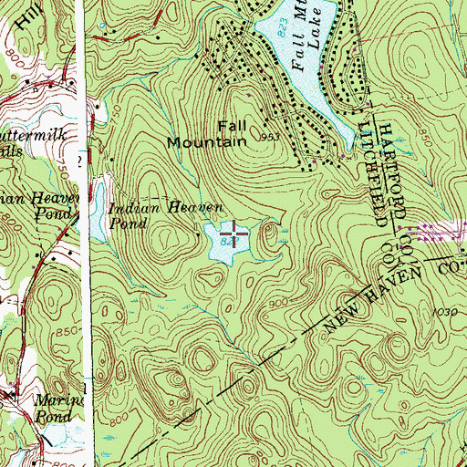 Topographic Map of Hidden Lake, CT