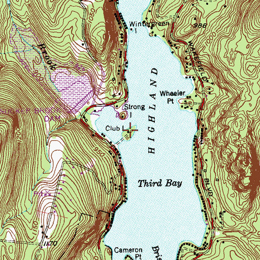 Topographic Map of Highland Lake Club, CT