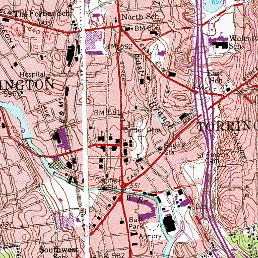 Topographic Map of Hotchkiss-Fyler House, CT