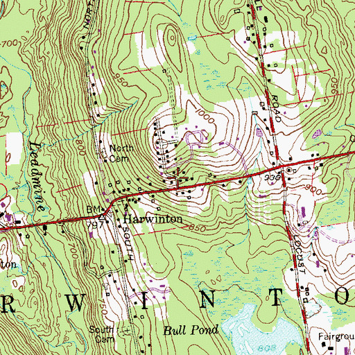 Topographic Map of Hungerford Memorial Library, CT