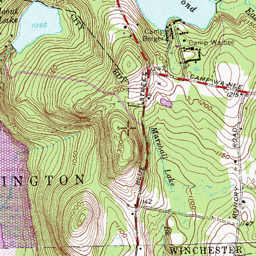 Topographic Map of John A Minetto State Park, CT