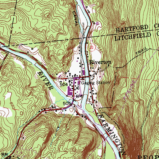 Topographic Map of John T Kenney Hitchcock Museum, CT