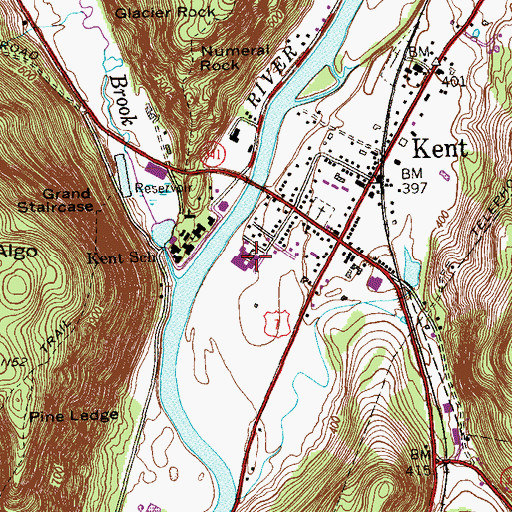 Topographic Map of Kent Center School, CT