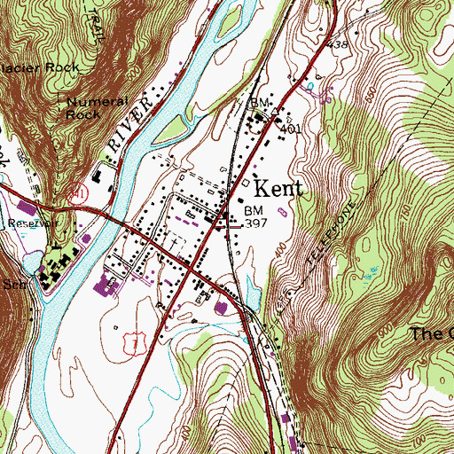 Topographic Map of Kent Memorial Library, CT