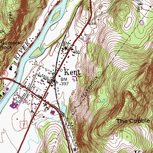 Topographic Map of Kent Post Office, CT